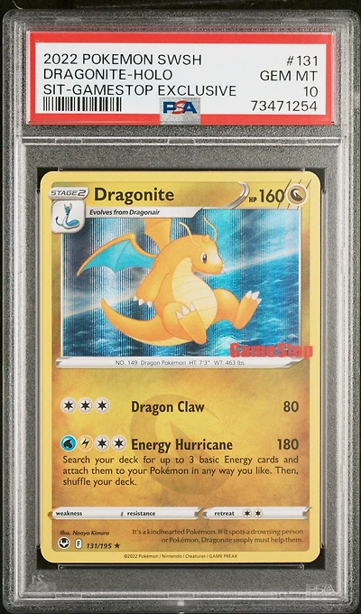 2022 Pokemon Sword & Shield Silver Tempest 131 Dragonite-holo Gamestop Exclusive PSA