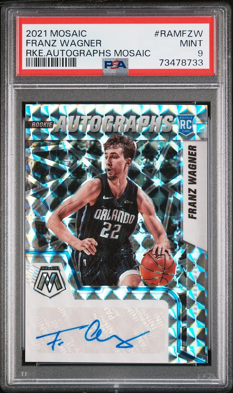 2021 Panini Mosaic Rookie Autographs Mosaic Ramfzw Franz Wagner PSA 9