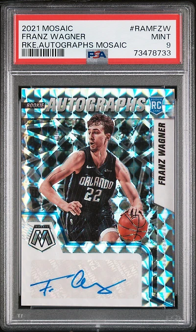 2021 Panini Mosaic Rookie Autographs Mosaic Ramfzw Franz Wagner PSA 9