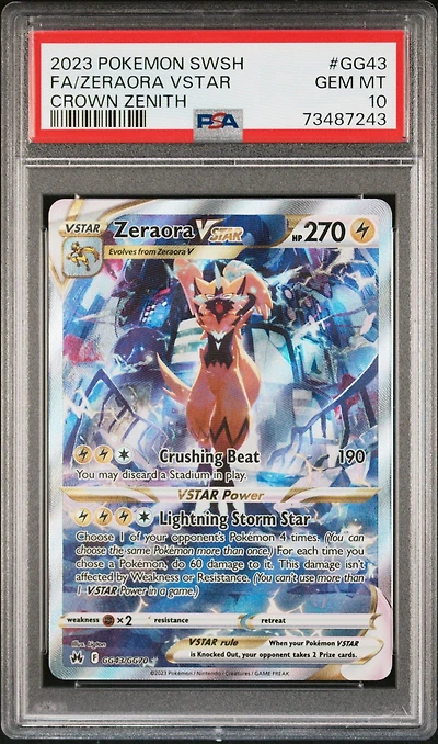 2023 Pokemon Sword And Shield Crown Zenith Gg43 Fa/zeraora Vstar PSA