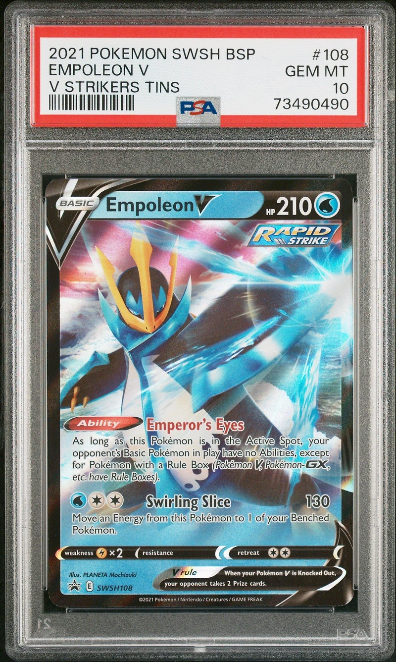 2021 Pokemon Swsh Black Star Promo 108 Empoleon V V Strikers Tins PSA 10
