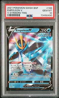 2021 Pokemon Swsh Black Star Promo 108 Empoleon V V Strikers Tins PSA 10