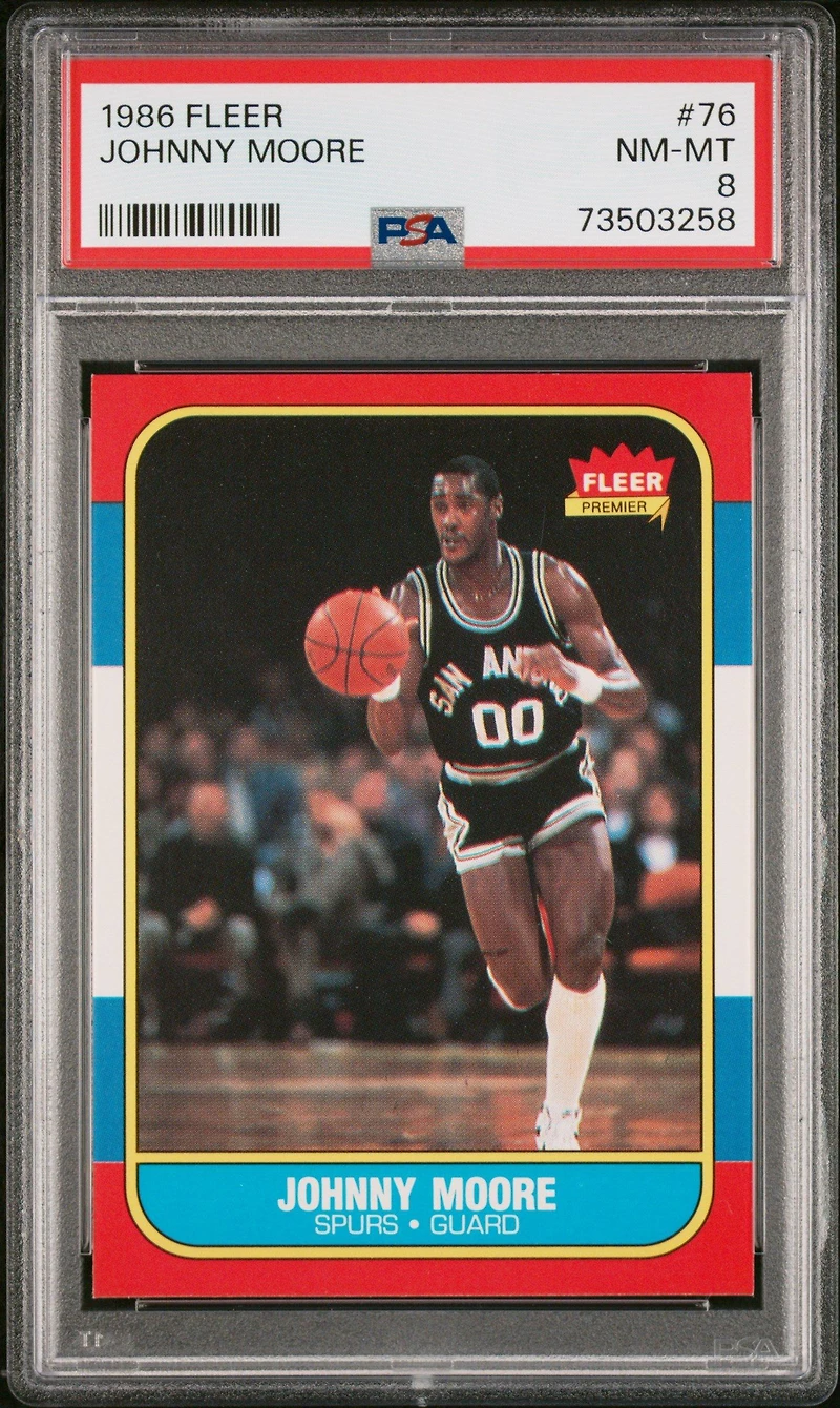 1986 Fleer 76 Johnny Moore PSA 8