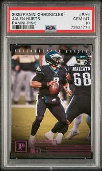 2020 Panini Chronicles Panini Pa5 Jalen Hurts Pink PSA 10