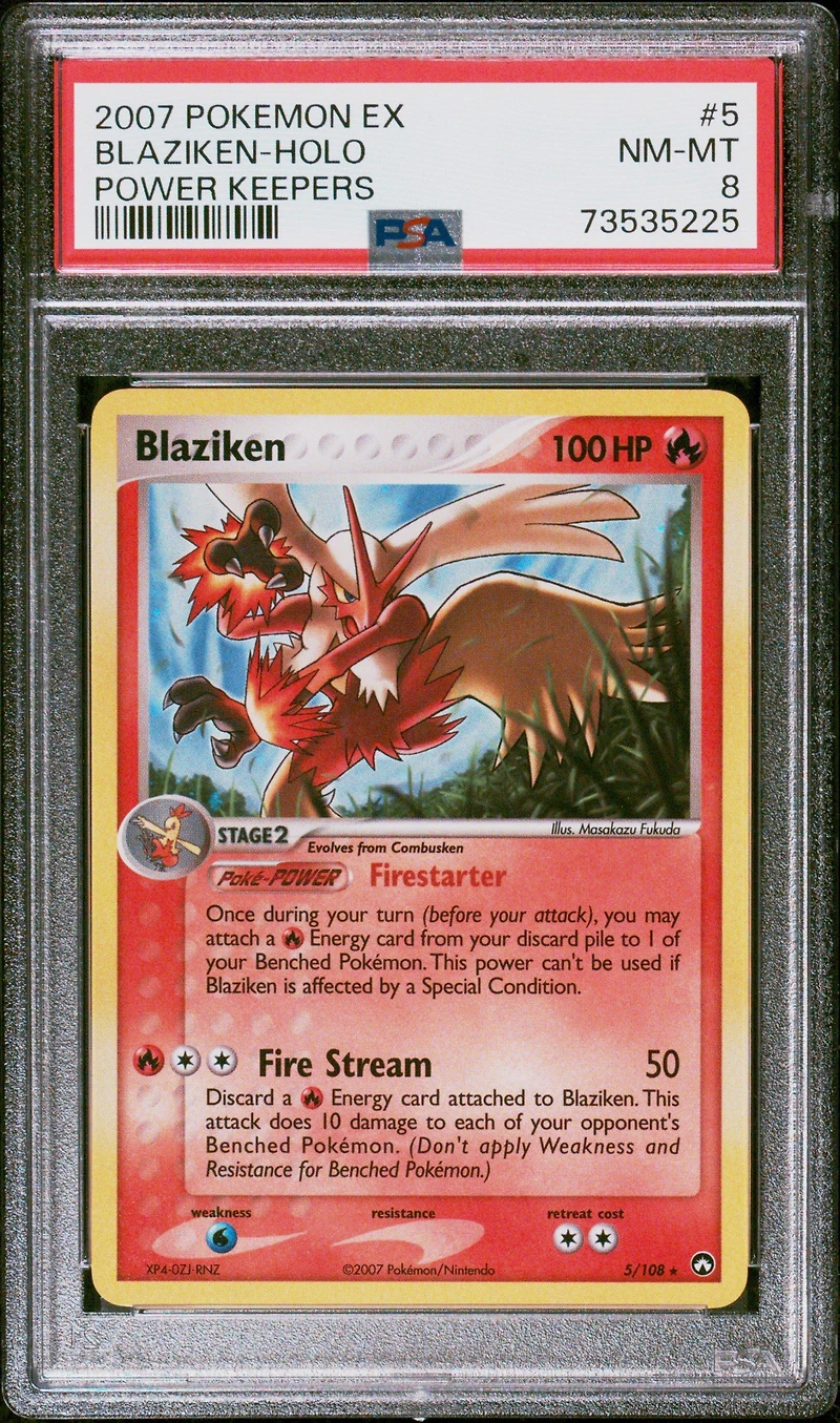 2007 Pokemon Ex Power Keepers 5 Blaziken-holo PSA 8
