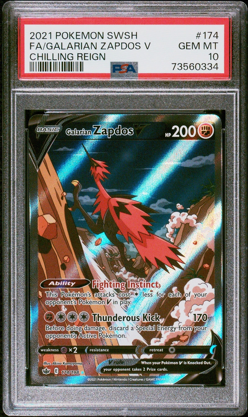 2021 Pokemon Sword & Shield Chilling Reign 174 Fa/galarian Zapdos V PSA