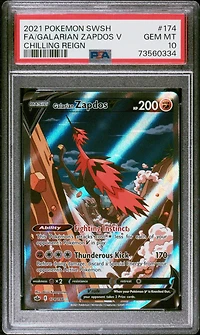 2021 Pokemon Sword & Shield Chilling Reign 174 Fa/galarian Zapdos V PSA