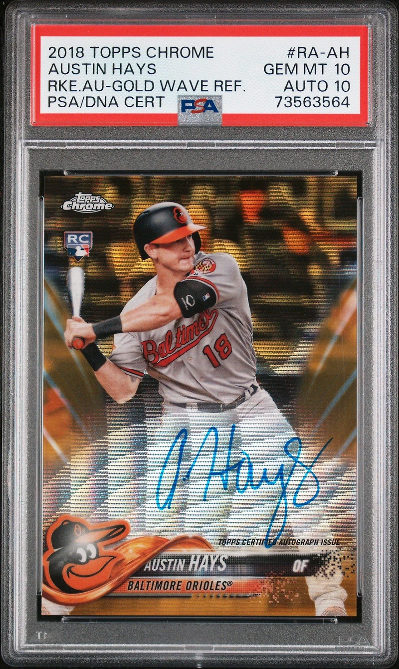 2018 Topps Chrome Rookie Autograph Ra-ah Austin Hays PSA 10