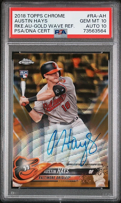 2018 Topps Chrome Rookie Autograph Ra-ah Austin Hays PSA 10