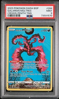 2023 Pokemon Swsh Black Star Promo 284 Galarian Moltres Crown Zenith Tins PSA