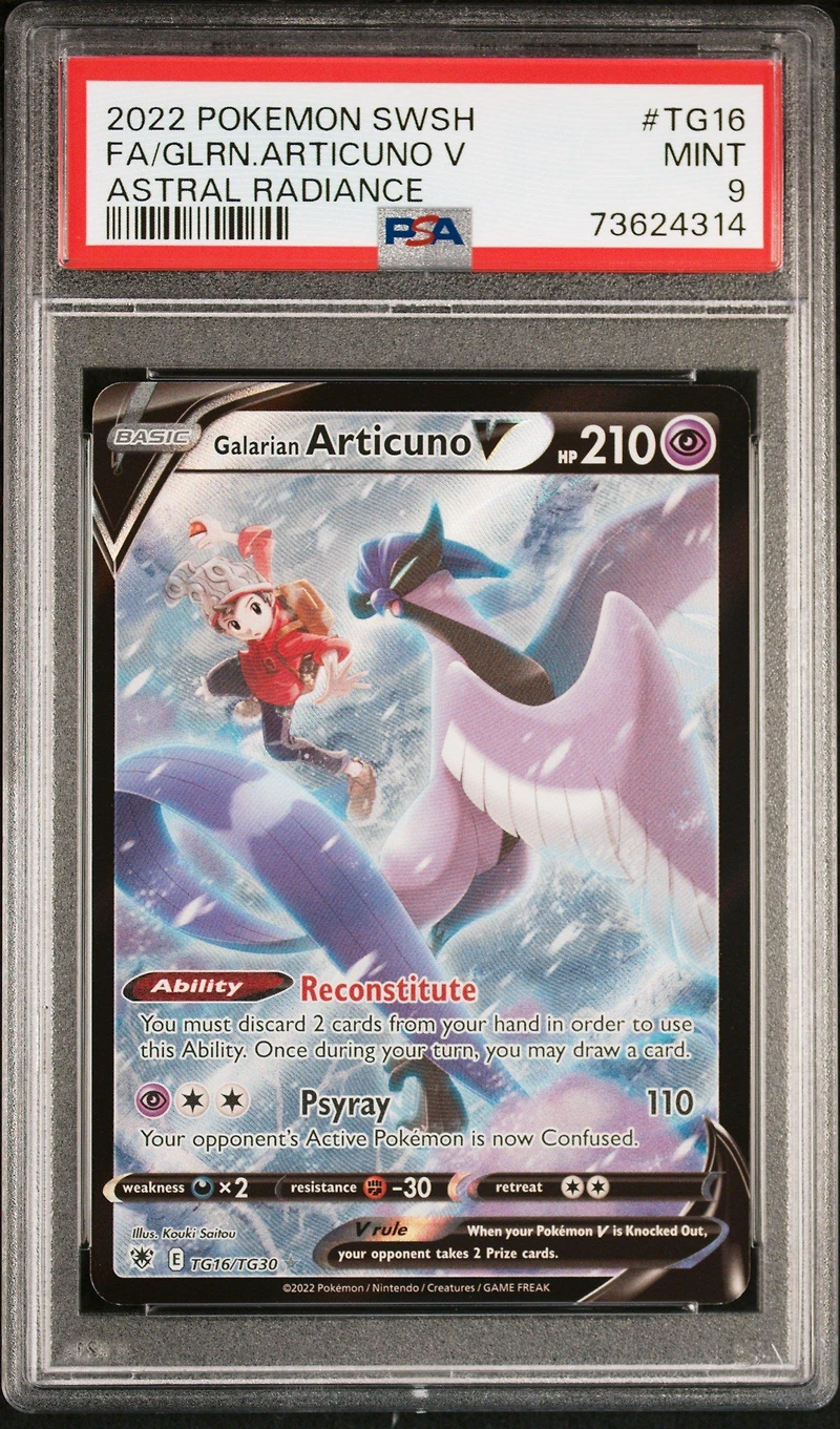 2022 Pokemon Sword & Shield Astral Radiance Tg16 Full Art/galarian Articuno V PSA