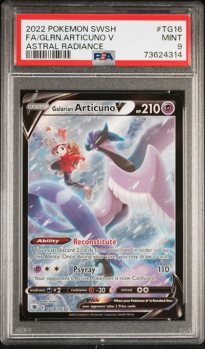 2022 Pokemon Sword & Shield Astral Radiance Tg16 Full Art/galarian Articuno V PSA