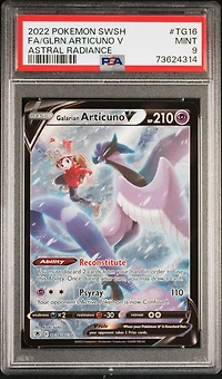 2022 Pokemon Sword & Shield Astral Radiance Tg16 Full Art/galarian Articuno V PSA