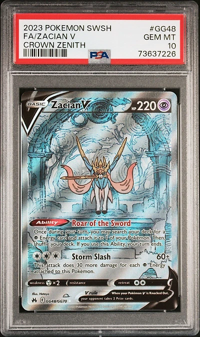 2023 Pokemon Sword And Shield Crown Zenith Gg48 Fa/zacian V PSA 10