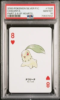 2000 Pokemon Silver Version Part 2 Playing Cards 152b Chikorita 8 Of Hearts PSA 10