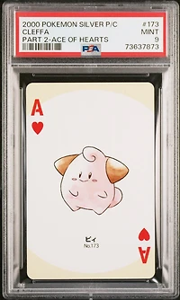 2000 Pokemon Silver Version Part 2 Playing Cards 173 Cleffa Ace Of Hearts PSA 9