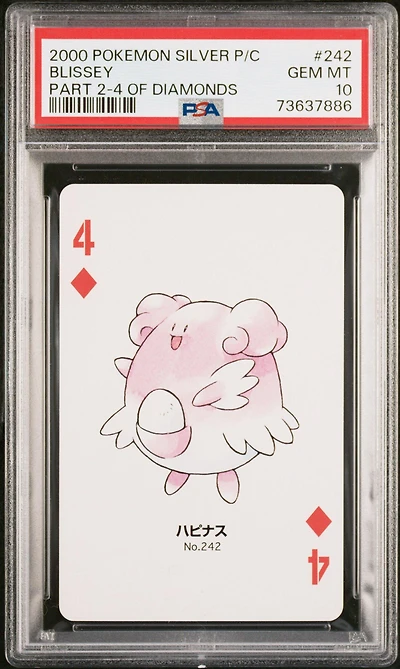 2000 Pokemon Silver Version Part 2 Playing Cards 242 Blissey 4 Of Diamonds PSA 10
