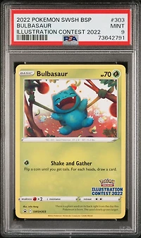 2022 Pokemon Swsh Black Star Promo 303 Bulbasaur Illustration Contest 2022 PSA 9