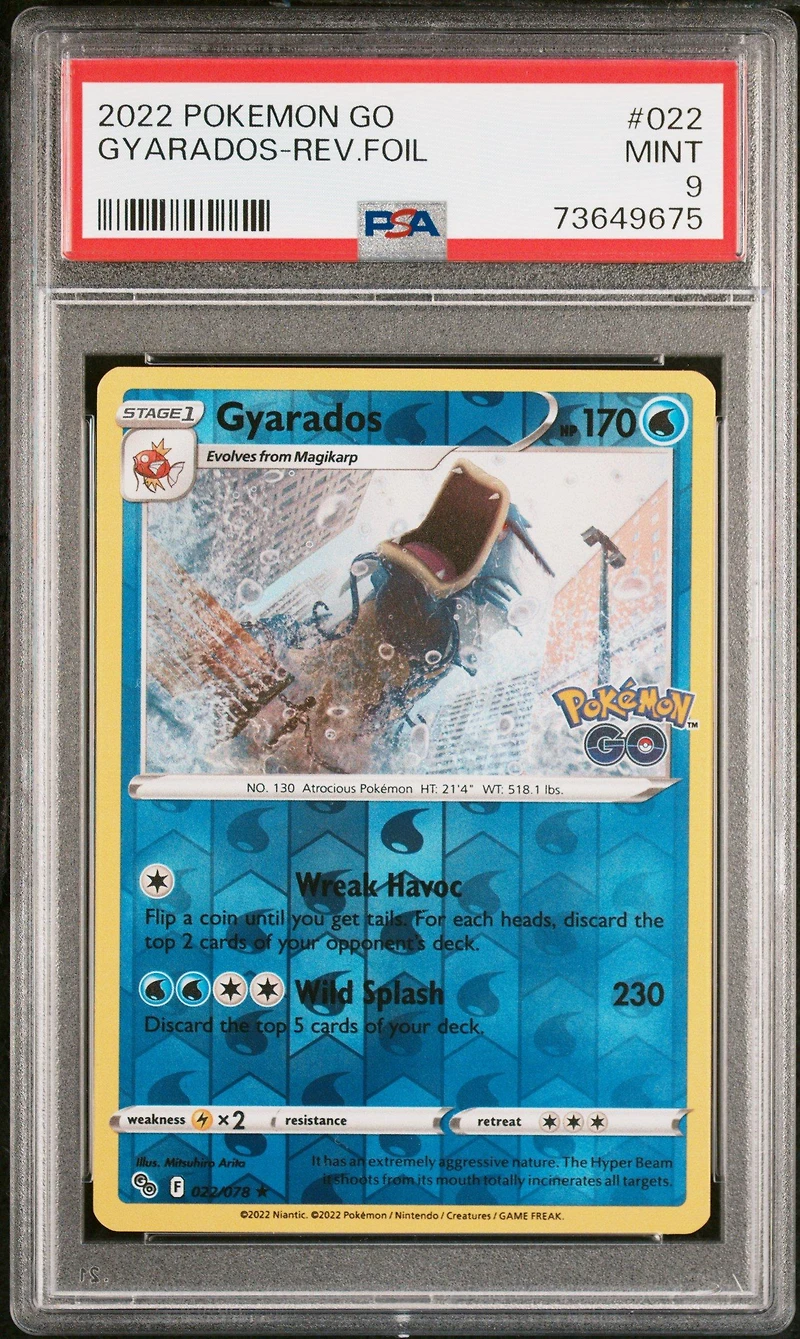 2022 Pokemon Go 022 Gyarados-reverse Foil PSA 9