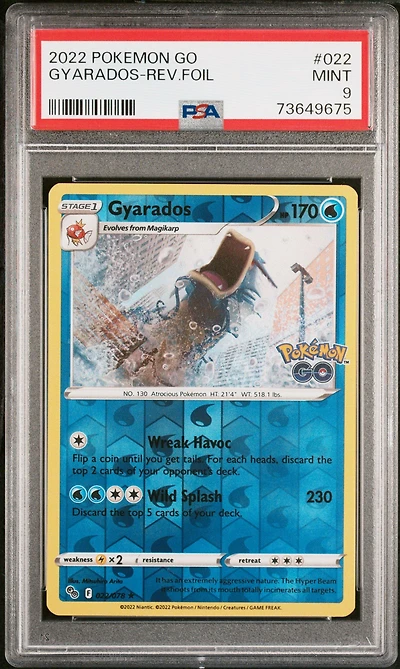 2022 Pokemon Go 022 Gyarados-reverse Foil PSA 9