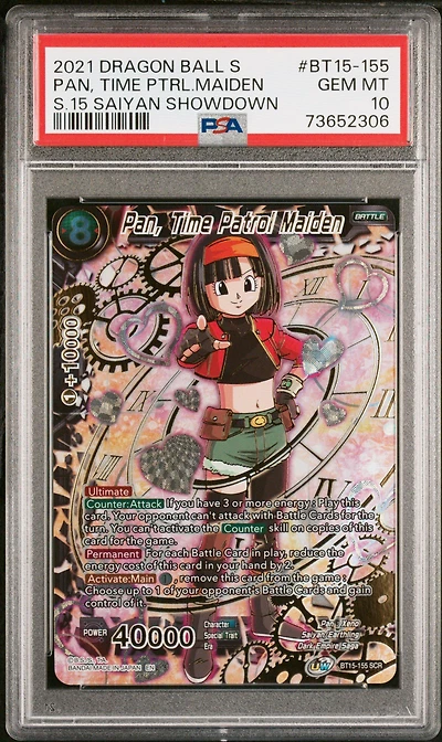 2021 Dragon Ball Super Card Game Series 15 Saiyan Showdown Bt15-155 Pan, Time Patrol Maiden Secret Rare PSA 10