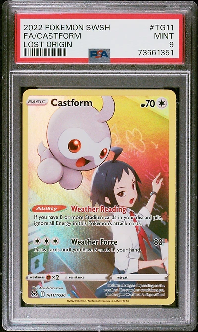 2022 Pokemon Sword & Shield Lost Origin Tg11 Full Art/castform PSA