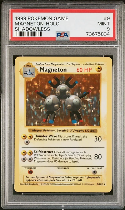 1999 Pokemon Game 9 Magneton-holo Shadowless PSA 9