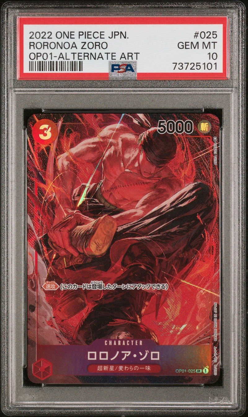 2022 One Piece Japanese Romance Dawn Roronoa Zoro Alternate Art PSA 10