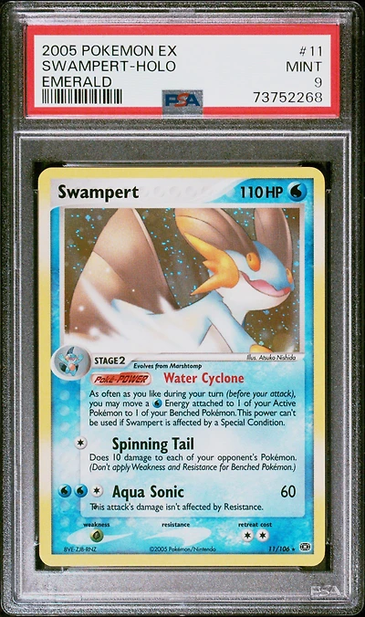 2005 Pokemon Ex Emerald 11 Swampert-holo PSA 9