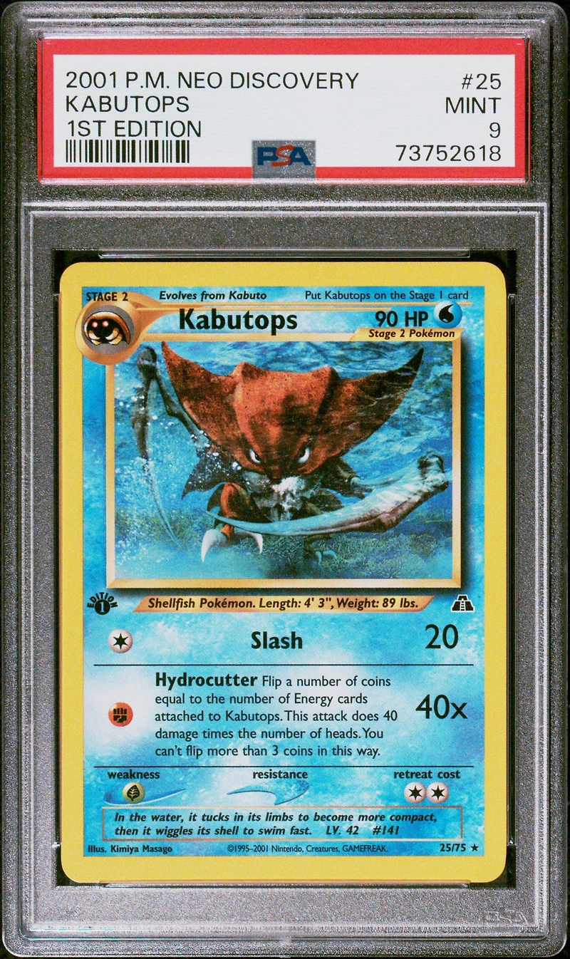 2001 Pokemon Neo Discovery 25 Kabutops 1st Edition PSA 9