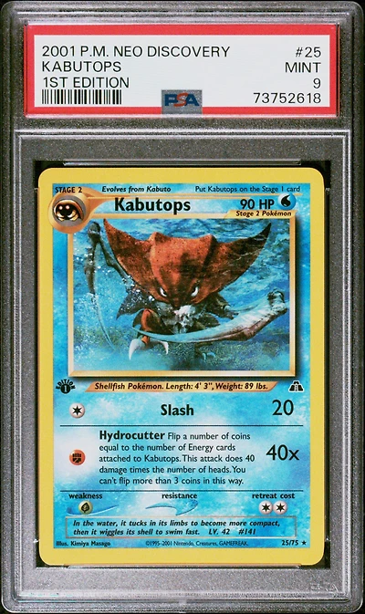 2001 Pokemon Neo Discovery 25 Kabutops 1st Edition PSA 9