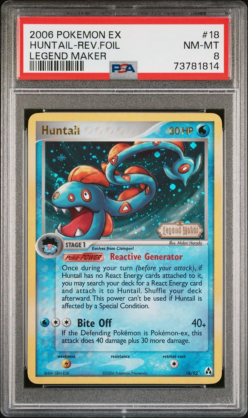 2006 Pokemon Ex Legend Maker 18 Huntail-reverse Foil PSA 8