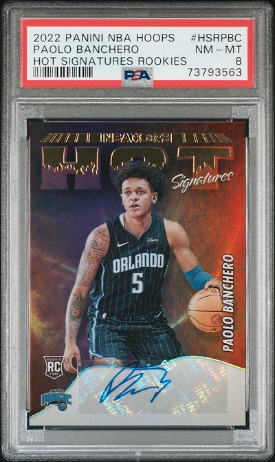 2022 Panini Nba Hoops Hot Signatures Rookies Hsrpbc Paolo Banchero PSA 8