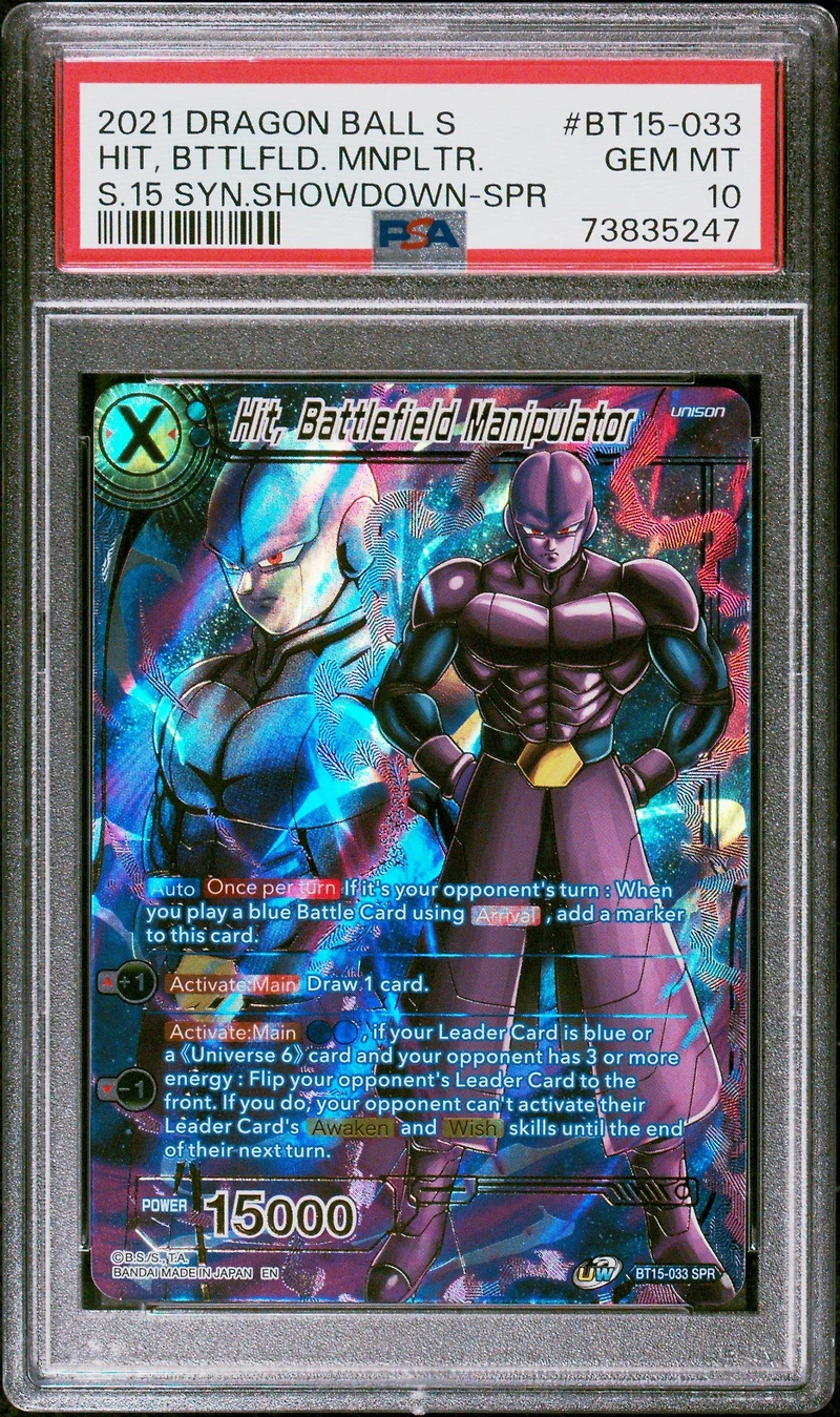 2021 Dragon Ball Super Card Game Series 15 Saiyan Showdown Bt15-033 Hit, Battlefield Mnpl PSA 10
