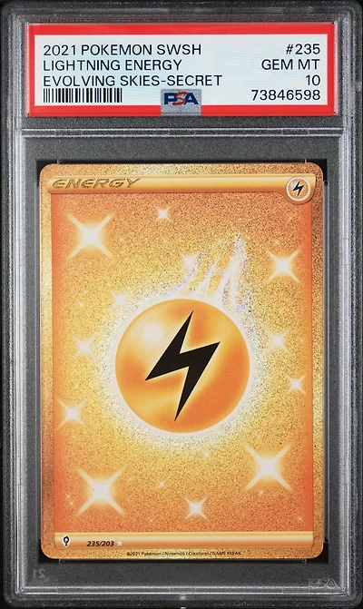 2021 Pokemon Sword & Shield Evolving Skies 235 Lightning Energy Secret PSA 10
