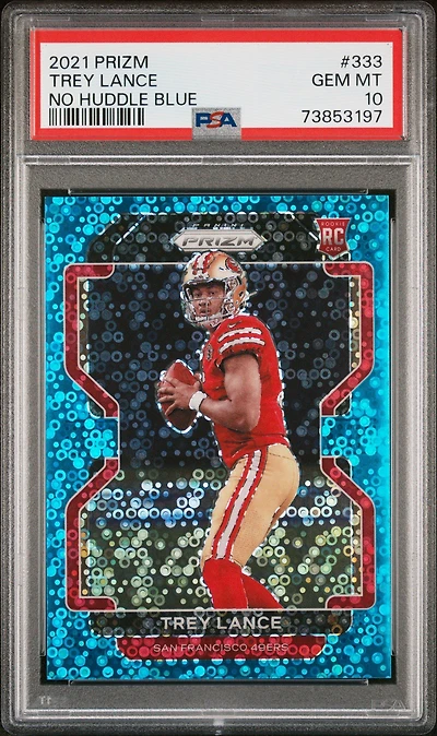 2021 Panini Prizm 333 Trey Lance No Huddle Blue PSA 10