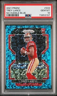2021 Panini Prizm 333 Trey Lance No Huddle Blue PSA 10