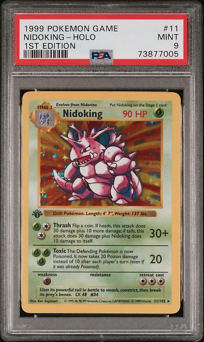 1999 Pokemon Game 11 Nidoking-holo 1st Edition PSA