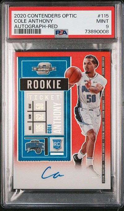 2020 Panini Contenders Optic 115 Cole Anthony Autograph-red PSA 9
