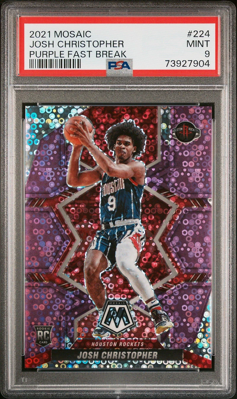 2021 Panini Mosaic 224 Josh Christopher Purple Fast Break PSA 9