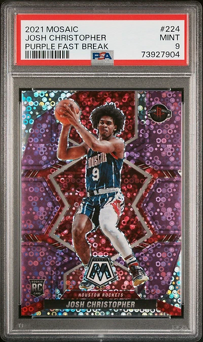 2021 Panini Mosaic 224 Josh Christopher Purple Fast Break PSA 9