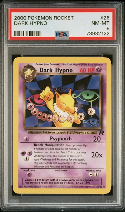 2000 Pokemon Rocket 26 Dark Hypno PSA 8