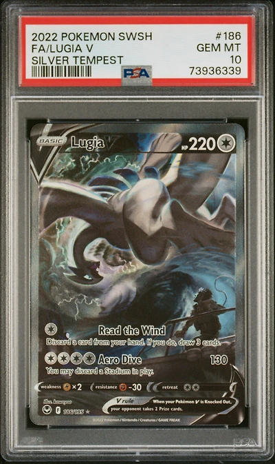 2022 Pokemon Sword & Shield Silver Tempest 186 Fa/lugia V PSA 10
