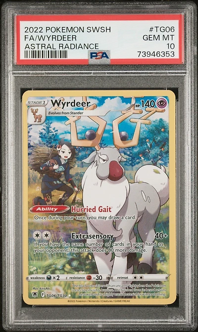 2022 Pokemon Sword & Shield Astral Radiance Tg06 Full Art/wyrdeer PSA 10