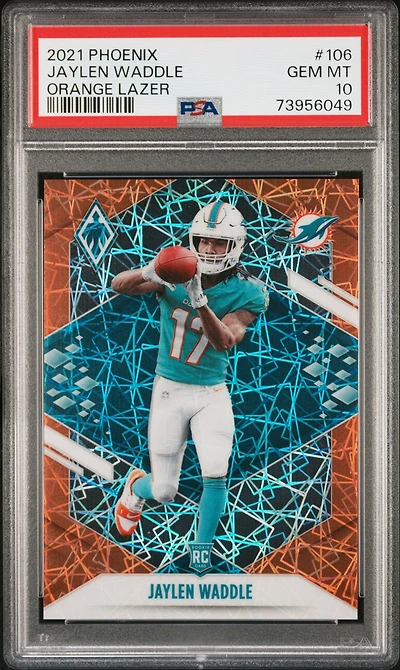 2021 Panini Phoenix 106 Jaylen Waddle Orange Lazer PSA 10
