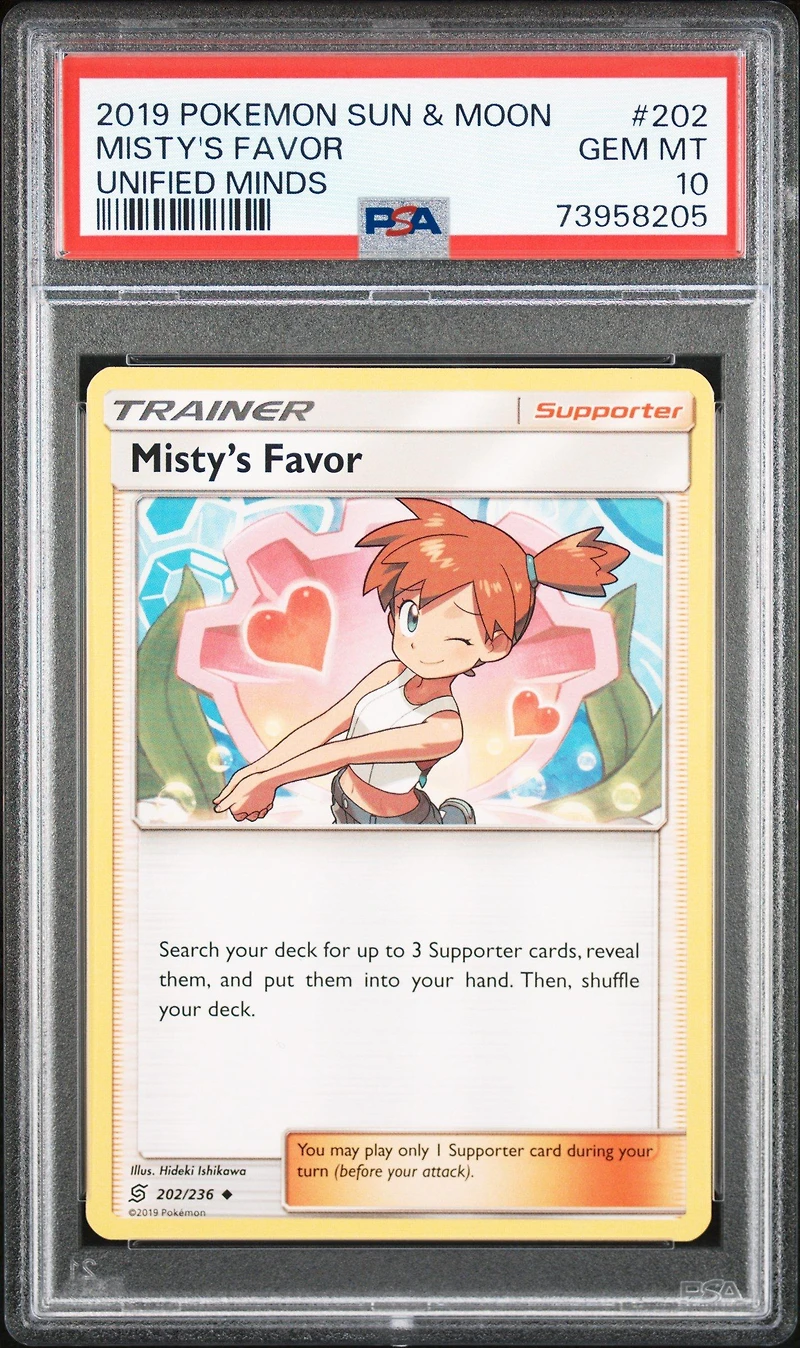 2019 Pokemon Sun & Moon Unified Minds 202 Misty's Favor PSA 10