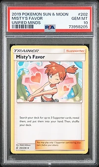 2019 Pokemon Sun & Moon Unified Minds 202 Misty's Favor PSA 10