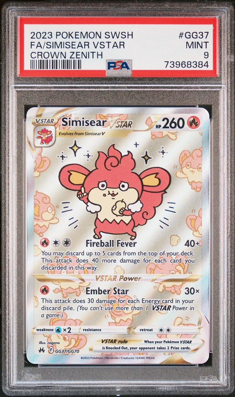 2023 Pokemon Sword And Shield Crown Zenith Gg37 Fa/simisear Vstar PSA