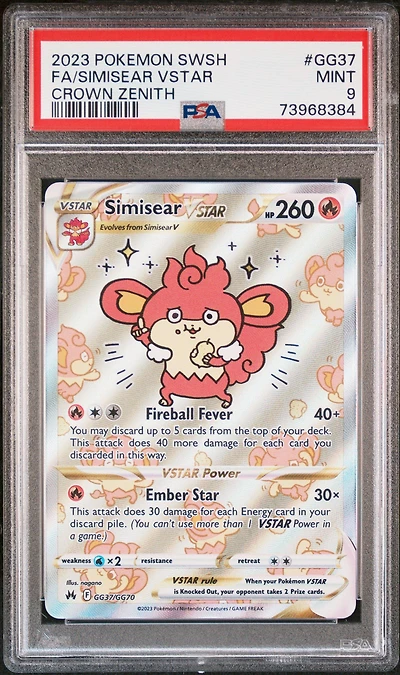 2023 Pokemon Sword And Shield Crown Zenith Gg37 Fa/simisear Vstar PSA