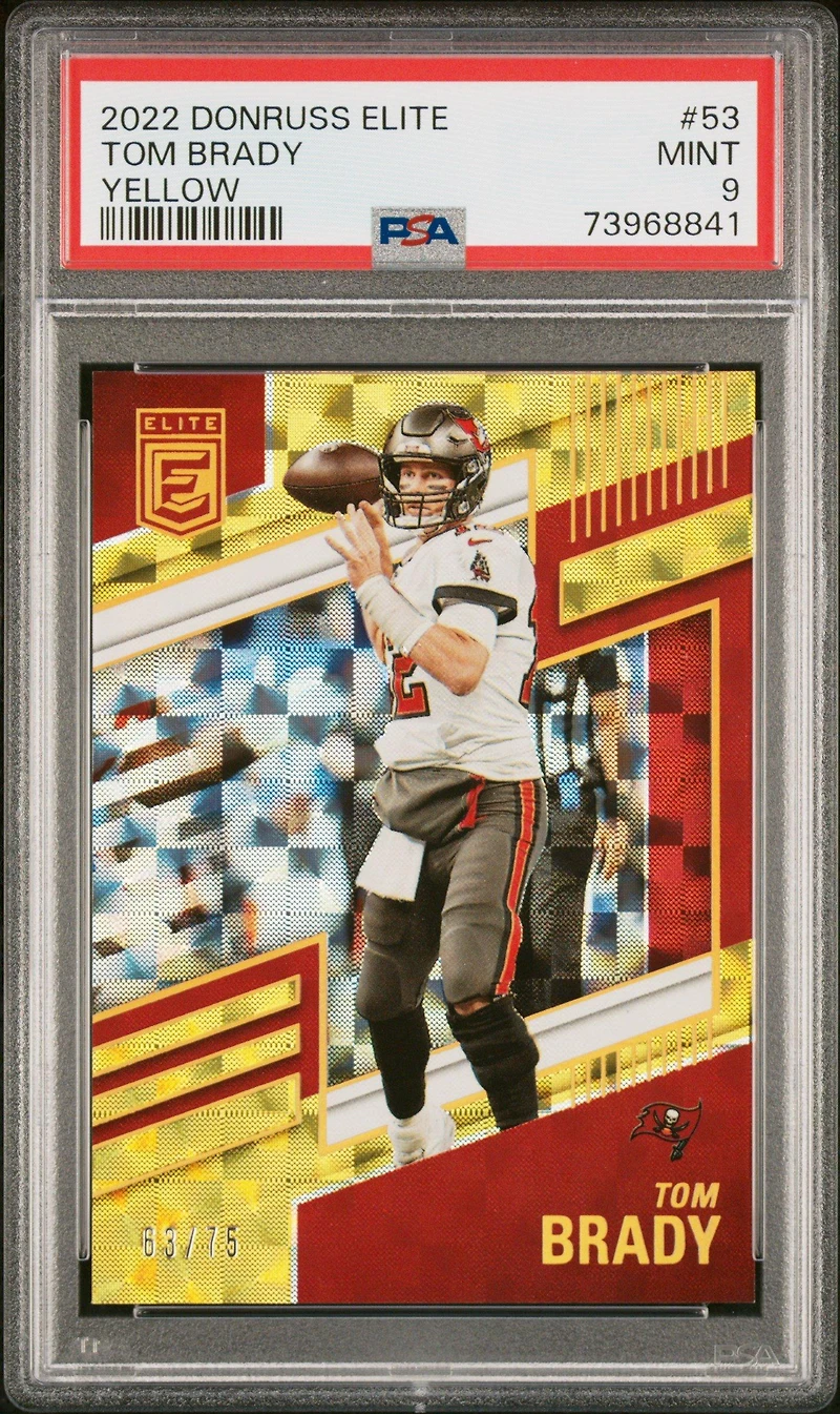 2022 Panini Donruss Elite 53 Tom Brady Yellow PSA 9